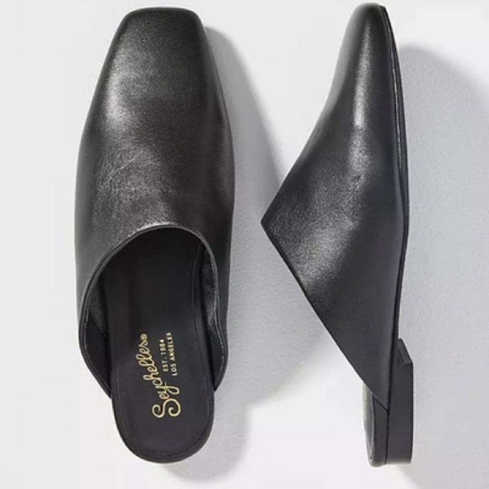 Seychelles Black Leather Mules